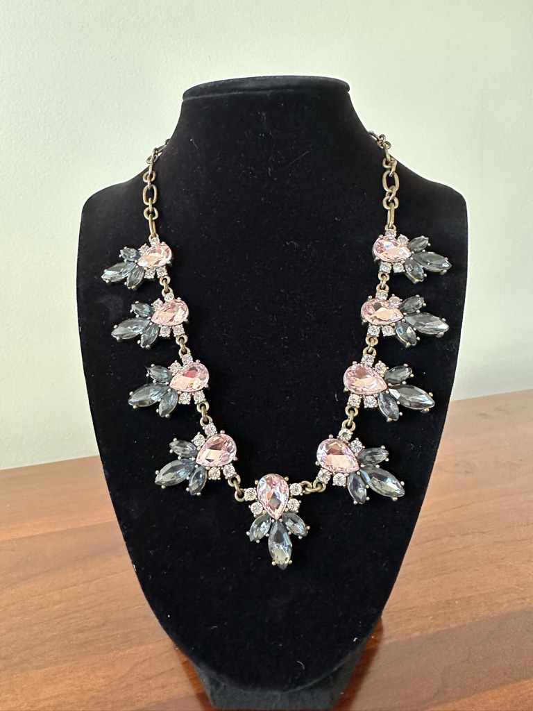 J Crew Factory Statement Necklace With Pink Accents 25$